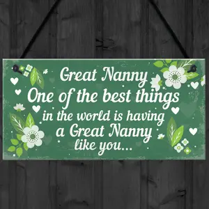 Red Ocean Great Nanny Plaque Hanging Sign Grandparent Gifts From Grandchildren Keepsake Birthday Christmas THANK YOU