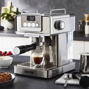 Geepas Espresso Coffee Machine With Milk Frother, 20 Bar Pressure - 1.8L Detachable Water Tank, 1465W, Grey Geepas