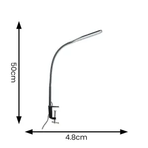 ValueLights Adjustable LED Daylight Desk Lamp with Clamp, Colour Modes with Dimmer and USB - Black