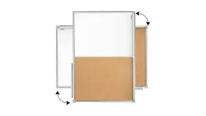 ALLboards COMBO whiteboard dry erase magnetic and cork notice board aluminium frame 120x90 cm