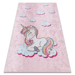 JUNIOR 51855.804 washing carpet Unicorn for children anti-slip - pink 200x290 cm