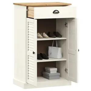 Berkfield Shoe Cabinet VIGO White 60x35x96 cm Solid Wood Pine