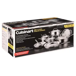 Cuisinart Chef's Classic 11 Piece Stainless Steel Durable Aluminium Cookware Set