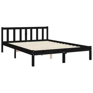 Berkfield Bed Frame with Headboard Black 140x190 cm Solid Wood