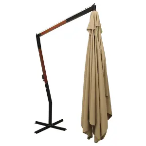 Berkfield Cantilever Umbrella with Wooden Pole 400x300 cm Taupe