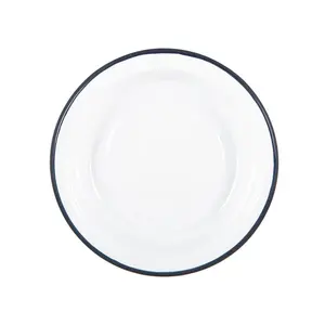 Argon Tableware - White Enamel Deep Bowls - 19cm - Navy (Set of 6)