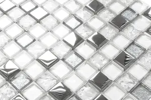 Glass mosaic on mesh for bathroom or kitchen 300mm x 300mm - Freezing Rain