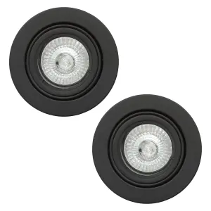 Litecraft 2 Pack Black Modern IP20 Fire Rated Adjustable Downlights