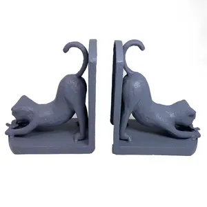 CAT Iron Book Ends 13cm Grey Shimmer