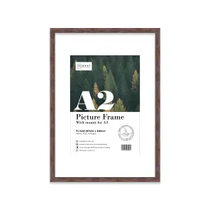 A2 Walnut Picture Frame With Mount for A3 (29.7 x 42cm - 11.7 x 16.5in) Poster, Photo, Artwork, or Print.