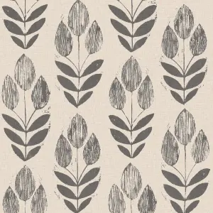 NuWallpaper NUS2459 Folk Tulip Peel & Stick Wallpaper, Charcoal