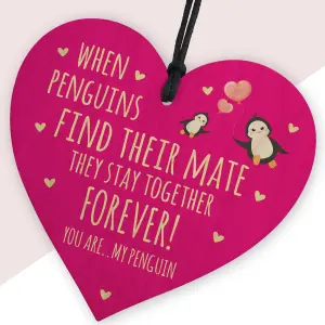 Red Ocean Valentines Gift For Boyfriend Girlfriend Husband Wife Wood Plaque YOU ARE MY PENGUIN Cute Anniversary Present