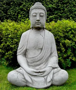 1m High Large Meditating Stone Cast Buddha Statue