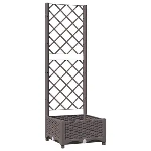 Berkfield Garden Planter with Trellis Brown 40x40x121.5 cm PP