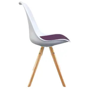 Soho White & Purple Plastic Dining Chair with Pyramid Light Wood Legs