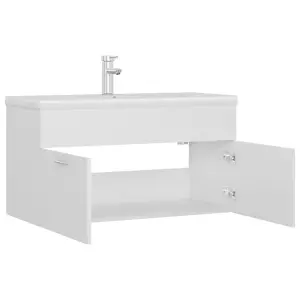 Berkfield Sink Cabinet with Built-in Basin White Engineered Wood