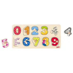 Goki Wooden Numbers Puzzle Childrens Educational Learning Counting Toy