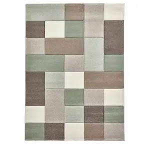 Handmade Geometric Beige/Green Rug-120cm X 170cm