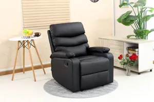 Ashby Leather Recliner Armchair Sofa Home Lounge Chair Reclining Black