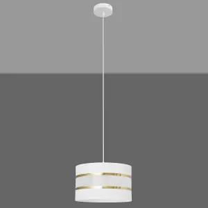 Luminosa Helen Cylindrical Pendant Ceiling Light White, Gold 25cm