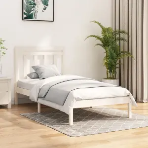 Berkfield Bed Frame White Solid Wood 100x200 cm