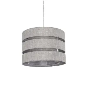 Inlight Dark Grey Woven effect Slubby Trio Light shade (D)28cm