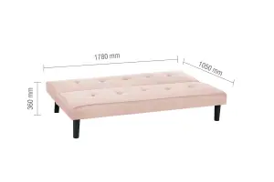 Pink Velvet Sofa Bed Birlea Aurora 3 Seater Settee Emerald Fabric Retro