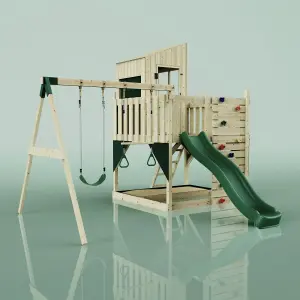 PolarPlay Kids Climbing Tower & Playhouse with Swing and Slide - Swing Solveig Green