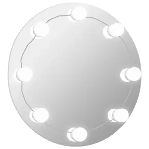 Berkfield Wall Mirror with LED Lights Round Glass