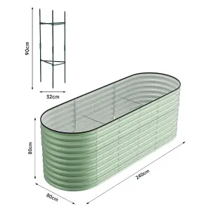 240cm W Light Green Oval-Shaped Galvanized Steel Raised Garden Bed Outdoor Use Only