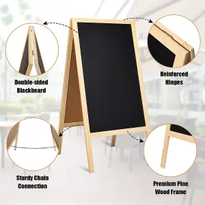 Costway Double-Sided Chalkboard Foldable Advertising Board w/ Magnetic Chalkboard Eraser for Home Cafe Restaurant Flower Shop