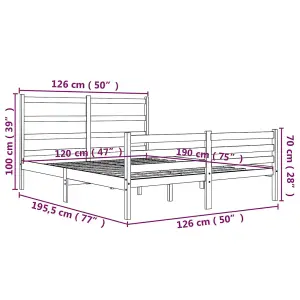 Berkfield Bed Frame White Solid Wood Pine 120x190 cm 4FT Small Double