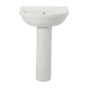 GoodHome Winam Gloss White Oval Full pedestal Basin (H)82cm (W)54.5cm