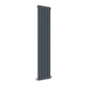 Vertical Anthracite Double Column Radiator (H) 1800mm x (W) 380mm, 5010 BTU.