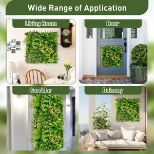 COSTWAY 2 Pack Square Artificial Foliage Wall 50 x 50 cm 3D Hanging Greenery Hedge