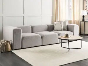 3 Seater Modular Boucle Sofa Light Grey FALSTERBO