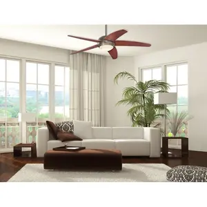 Trinity 132cm Ceiling Fan with Light Kit Light brown/Grey