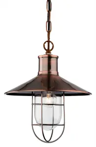 Luminosa Crescent 1 Light Wire Ceiling Pendant Antique Copper, E27