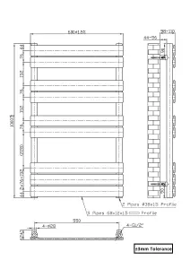 Rinse Flat Panel Bathroom Heated Towel Rail Ladder Radiator Warmer -1000x600mm White