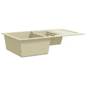 Berkfield Granite Kitchen Sink Double Basins Beige