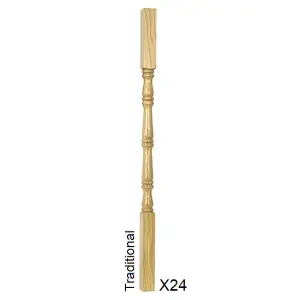 Oak Spindle Traditional 41mm x 41mm x 900mm - 24 Pack UK Manufactured Traditional Products Ltd