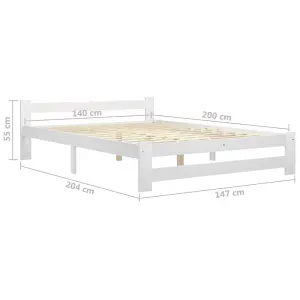 Berkfield Bed Frame White Solid Pine Wood 140x200 cm