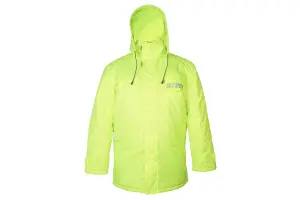 RAC3 Security Parka Jacket with Hood for Men, Water-Resistant, Windproof Design, "SECURITY" Print, Sizes S to 4XL (Yellow 3XL)