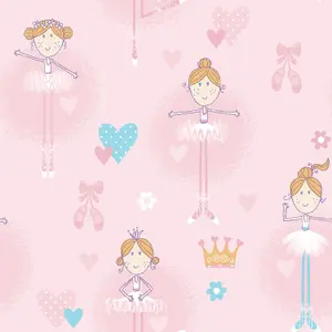 Galerie Just 4 Kids 2 Pink Ballerinas Smooth Wallpaper