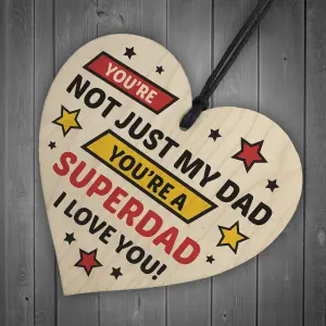 Novelty Dad Gift For Fathers Day Wood Heart Superhero Theme Birthday Gift For Dad