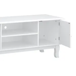 HOMCOM TV Stand Unit Corner Table Modern Eco-friendly MDF Ivory White Home