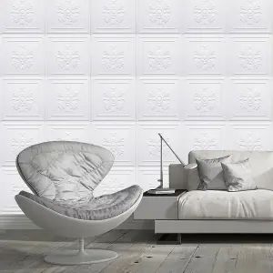 12 Pack PVC White 3D Wall Panels Stick and Peel for Living Room