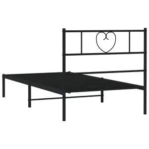 Berkfield Metal Bed Frame with Headboard Black 90x200 cm