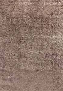 Modern Soft Plain Shimmer Shaggy Area Rugs Bronze 160x230 cm