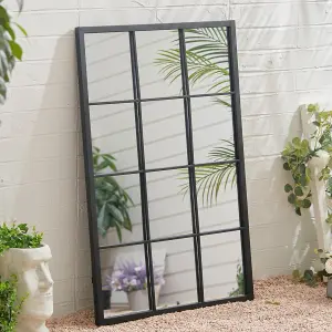 Black Classic Window Mirror Wall Accent Metal Decor Framed Mirror 60x90cm